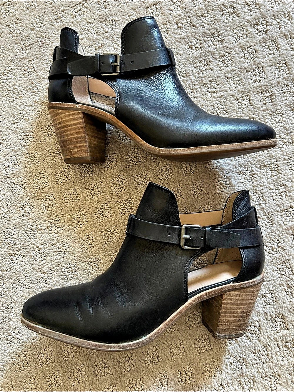 G.H. Bass Black Leather Buckle Booties US 6.5 M